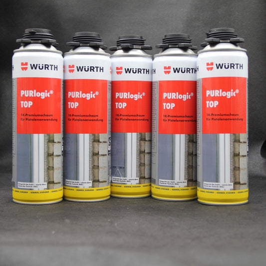 5x WÜRTH Purlogic TOP 1 K Pistolenschaum Betongrau ( Bauschaum, Montageschaum )