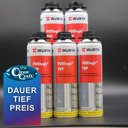 5x WÜRTH Purlogic TOP 1 K Pistolenschaum Betongrau ( Bauschaum, Montageschaum )