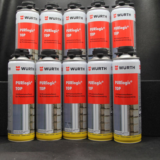 10x Purologic Top 1 K Pistolenschaum Betongrau von WÜRTH ( Bauschaum, Montageschaum )